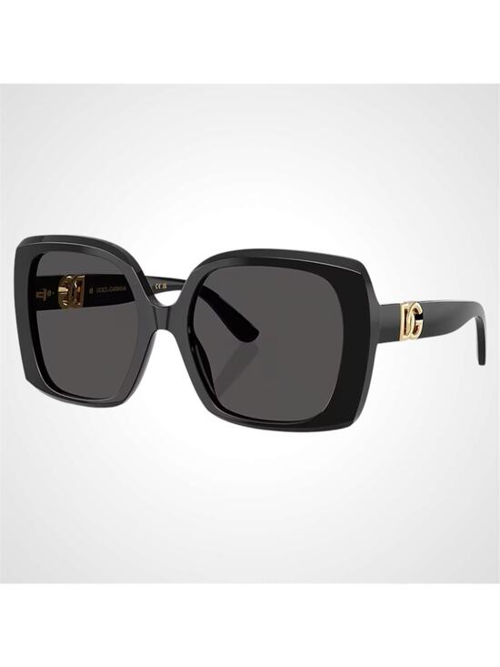 New Dolce & Gabbana Sunglasses Black Acetate Square Gold Metal DG main image 6